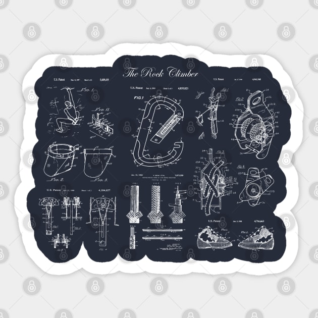 The Rock Climber Patent Prints Sticker by MadebyDesign